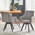 Lifestorey Set of 2 Phyllis Modern Swivel Chairs Gray: Mid-century Design, Rubberwood Frame, 250lb Capacity