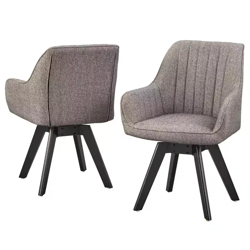 Set of 2 Phyllis Modern Swivel Chairs Gray: Mid-century Design, Rubberwood Frame, 250lb Capacity