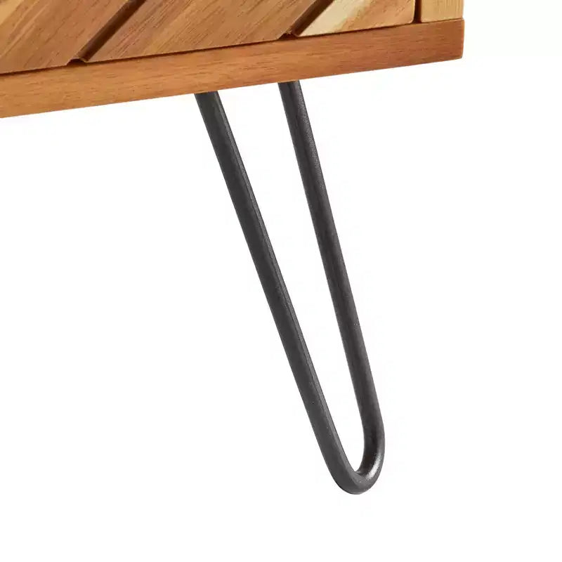 2 Drawer Alexandria Mid Century Modern Nightstand Oak: Mid-Century Modern Bedside Table, Wood Veneer Finish
