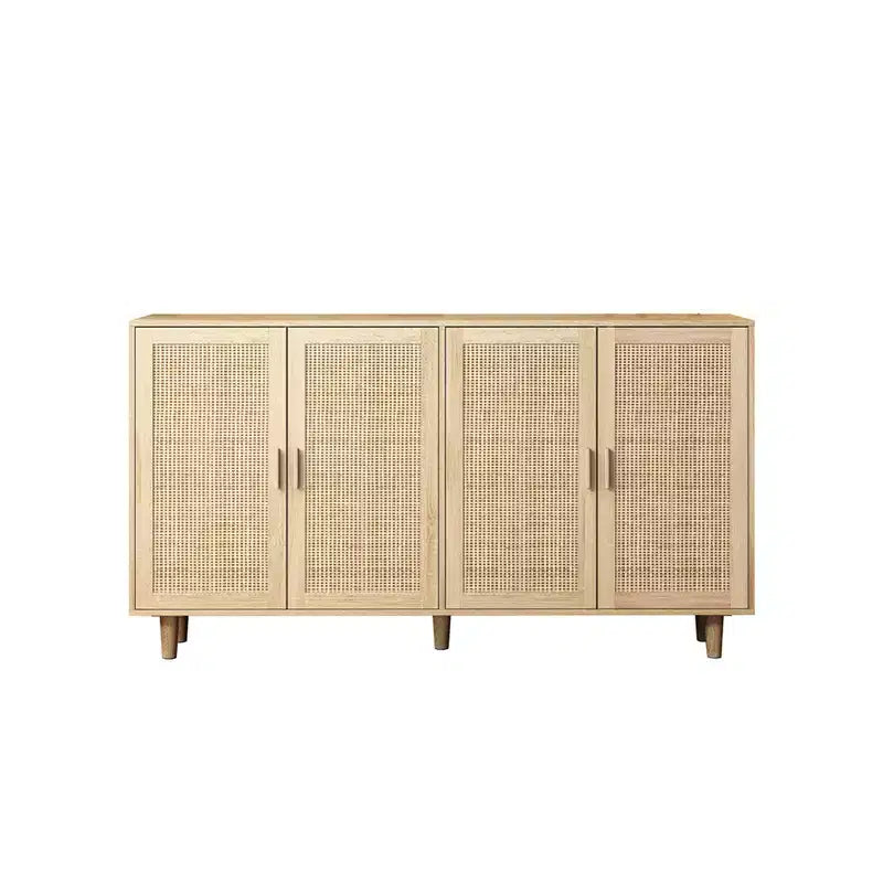 62.20Elegant and Functional 4-Door Rattan Decorative Storage Cabinet, Sideboard Buffet Cabinet, for Bedroom,Living Room,Office,Easy Assembly,Black