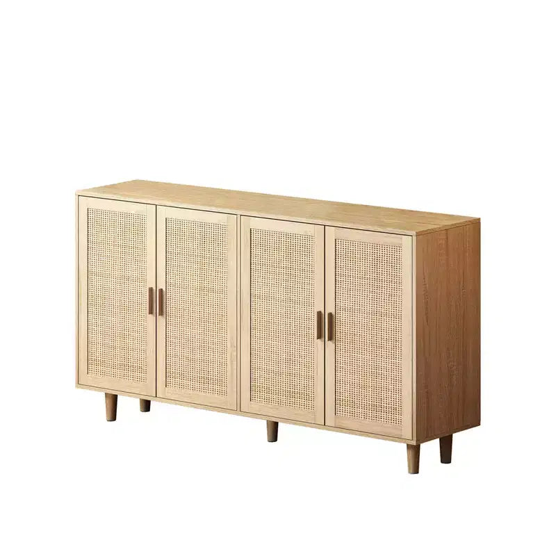62.20Elegant and Functional 4-Door Rattan Decorative Storage Cabinet, Sideboard Buffet Cabinet, for Bedroom,Living Room,Office,Easy Assembly,Black