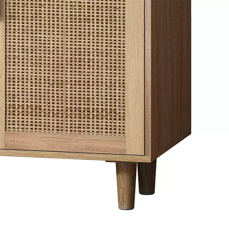 62.20Elegant and Functional 4-Door Rattan Decorative Storage Cabinet, Sideboard Buffet Cabinet, for Bedroom,Living Room,Office,Easy Assembly,Black